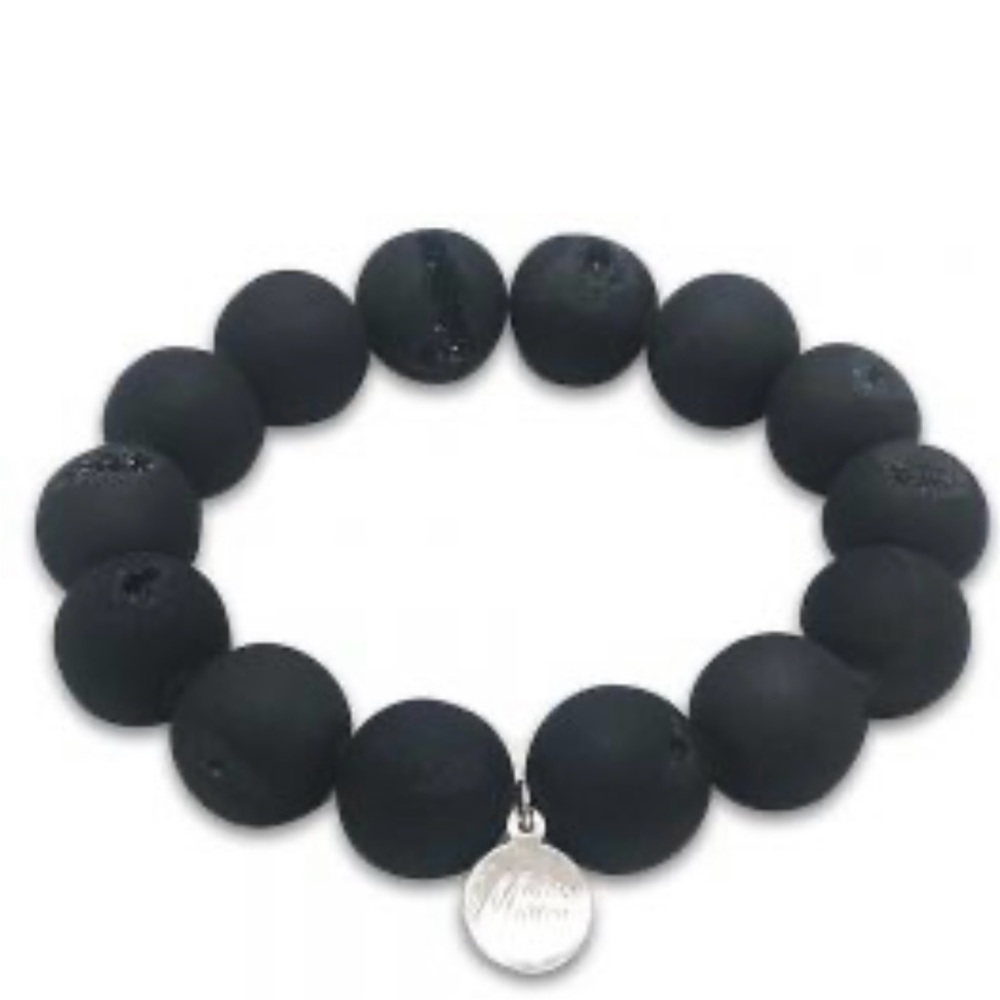 Chakra Gemstone And Druzy Bracelet Black Beaded Bracelet by Monica Maura